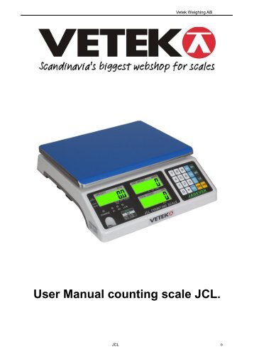 User Manual counting scale JCL. - Vetek Scales