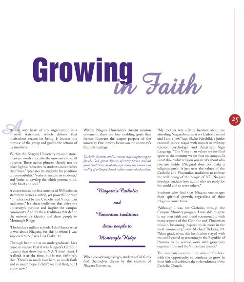 Fall 2011 â¢ Vol. 28, Issue 1 - Eagle Online - Niagara University