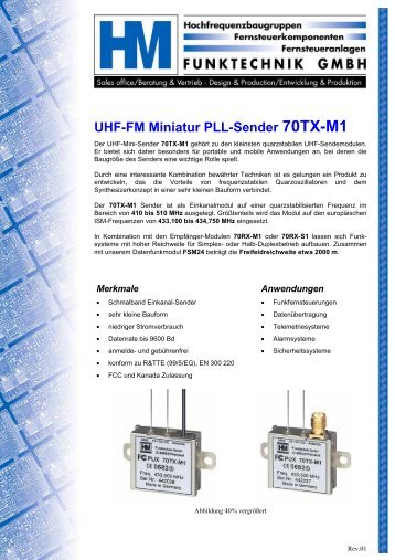 UHF-FM Miniatur PLL-Sender 70TX-M1