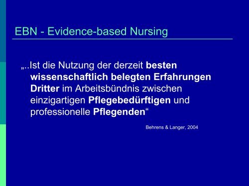 Evidence basierte Pflege EinfÃ¼hrung in die Grundlagen