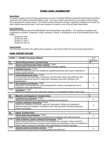 POABC LEVEL I Exam Outline - Building Officials' Association of BC