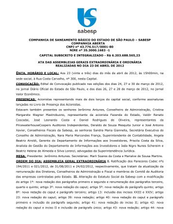 Leia o documento na Ã­ntegra - Sabesp