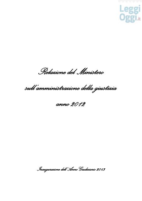 relazione sull'amministrazione della giustizia - LeggiOggi