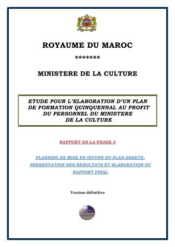 royaume du maroc ******* ministere de la culture etude pour l ...