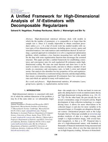 A Unified Framework for High-Dimensional Analysis of M-Estimators ...