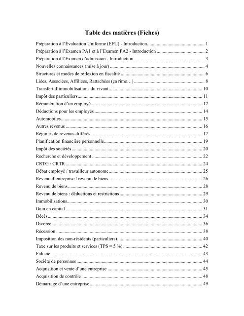 Fiches fiscales - UniversitÃ© du QuÃ©bec