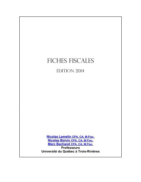 Fiches fiscales - UniversitÃ© du QuÃ©bec