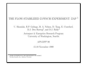 the flow-stabilized z-pinch experiment: zap - University of Washington