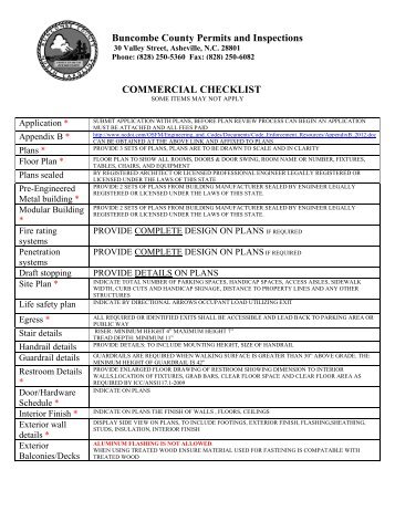 COMMERCIAL CHECKLIST Buncombe County Permits and ...