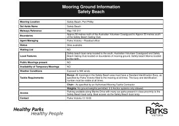 Safety Beach Mooring Area Information - Parks Victoria