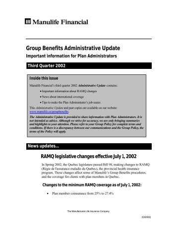 Group Benefits Administrative Update - Manulife - Manulife Financial