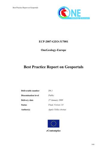 "Best Practice Report on Geoportals" (WP6 - BRGM