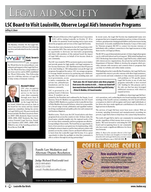 Corporate Affiliate Conflicts of Interest - Louisville Bar Association