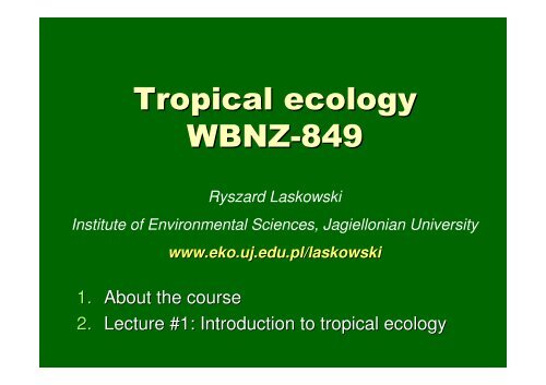 Introduction to tropical ecology
