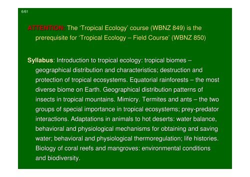 Introduction to tropical ecology