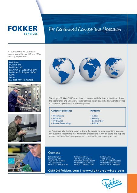 Fokker CMRO Component, Maintenance, Repair ... - Fokker Services