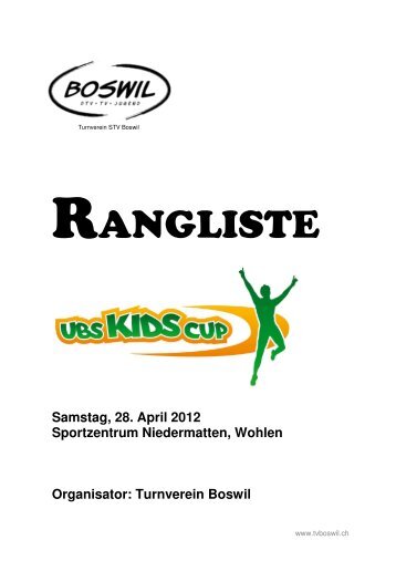 UBS Kids Cup Rangliste - Boswil