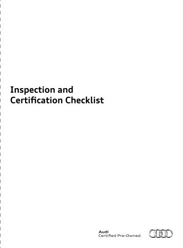 Audi CPO Inspection and Certification Checklist (4 MB)