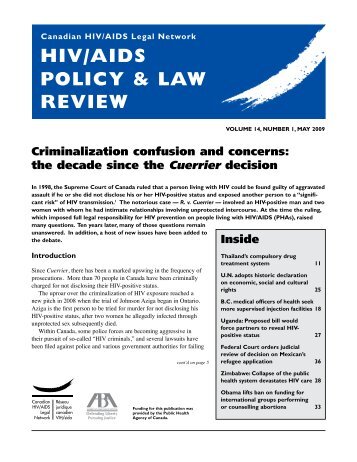 HIV/AIDS Policy & Law Review, Volume 14, Number 1 ... - CATIE