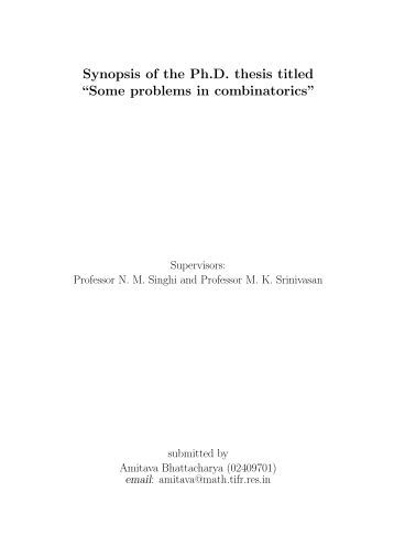 synopsis of phd thesis synopsis of phd thesis