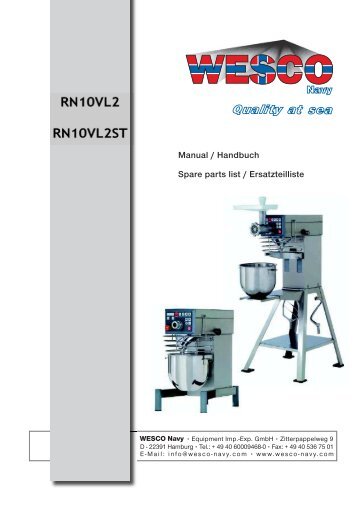 Dough Mixer RN10VL2 - WESCO-Navy