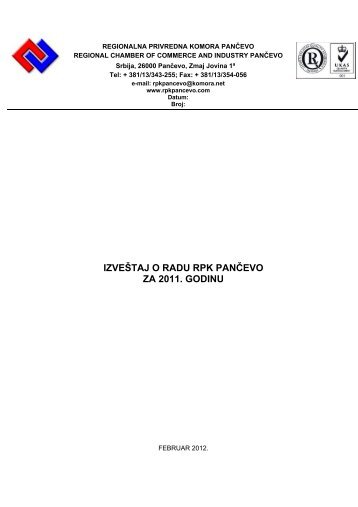 izveÅ¡taj o radu rpk panÄevo za 2011. godinu - Regionalna Privredna ...