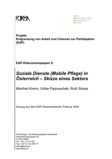 Soziale Dienste (Mobile Pflege) in Ãsterreich - Skizze ... - FORBA