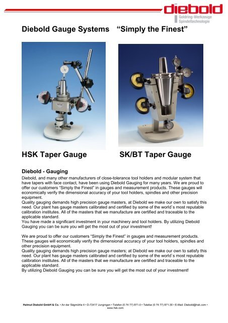 pdf download: Diebold Gauge Systems.....âSimply the ... - Diebold HSK