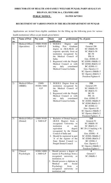 directorate of health and family welfare punjab, parivar ... - Pbnrhm.org