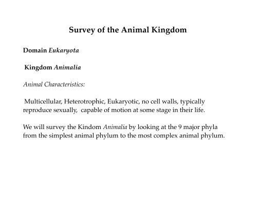 Survey of the Animal Kingdom