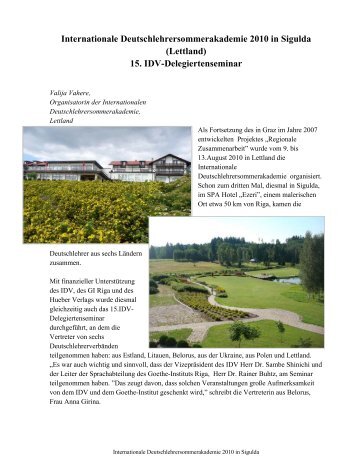 Internationale Deutschlehrersommerakademie 2010 in ... - Hueber