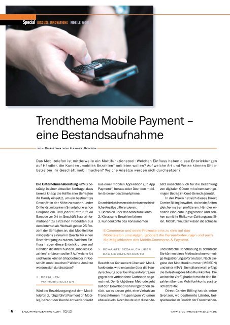 Trendthema Mobile Payment – eine Bestandsaufnahme