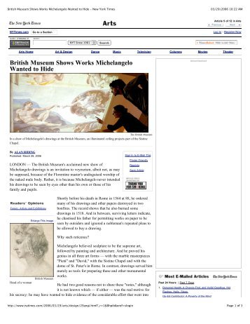 British Museum Shows Works Michelangelo Wanted to Hide - New ...