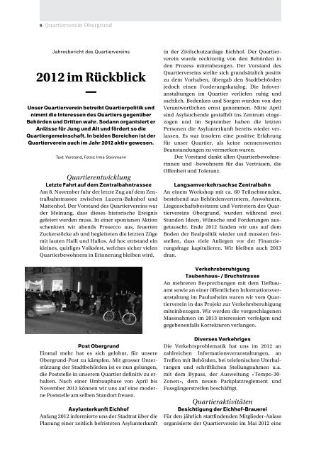 Quartierzeitung, Nr. 101-2012 - Obergrund