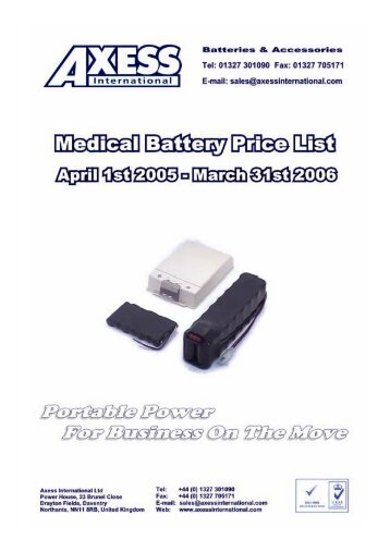 Medical Battery Price List 2005-06 - FisioCare