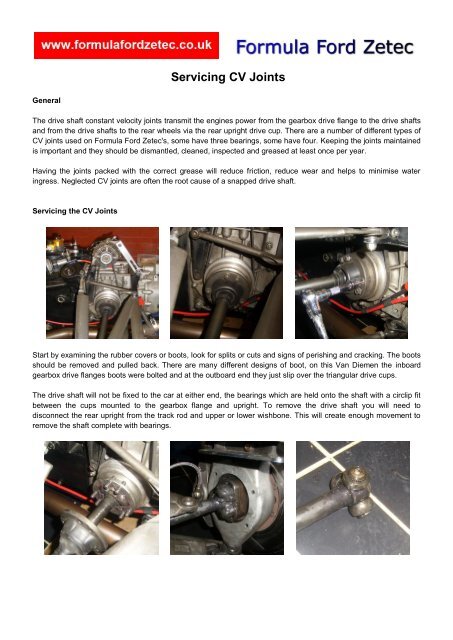 Servicing CV Joints - Formula Ford Zetec