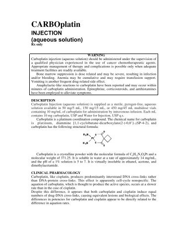 CARBOplatin INJECTION (aqueous solution) - Hospira
