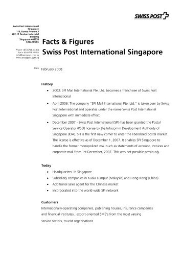 Facts & Figures Swiss Post International Singapore