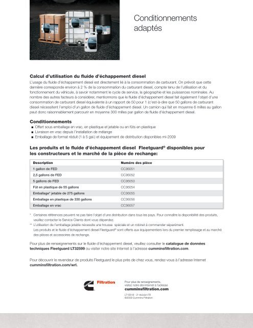 Fluide d'échappement diesel (LED) - cumminsfiltration.com