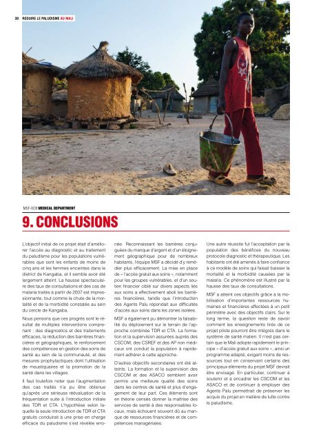 REDUIRE LE PALUDISME AU MALI - MSF Field Research