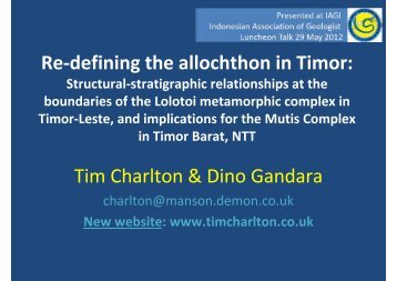 Re-defining the allochthon in Timor: Tim Charlton & Dino Gandara