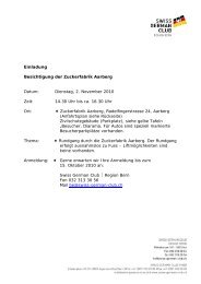 Einladung Besichtigung der Zuckerfabrik Aarberg Datum: Dienstag ...