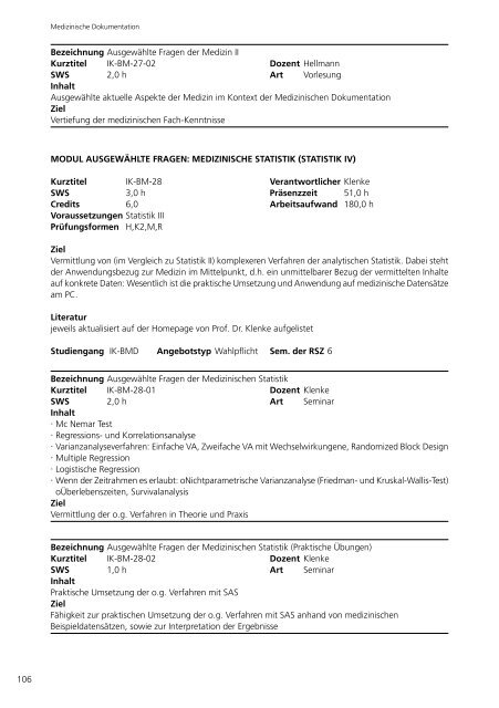 22 3. Bachelor-Studiengang Medizinische Dokumentation (BA MD ...