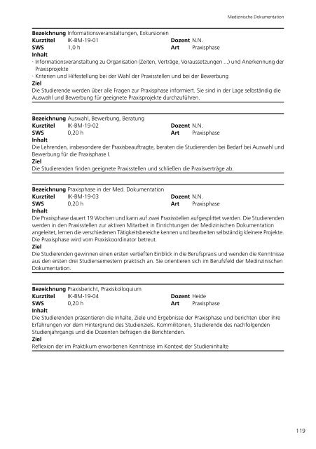 22 3. Bachelor-Studiengang Medizinische Dokumentation (BA MD ...