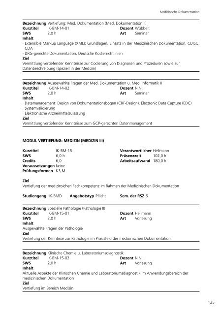 22 3. Bachelor-Studiengang Medizinische Dokumentation (BA MD ...