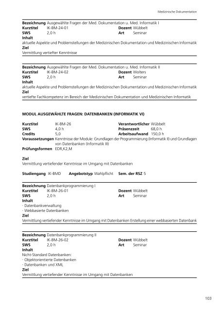 22 3. Bachelor-Studiengang Medizinische Dokumentation (BA MD ...