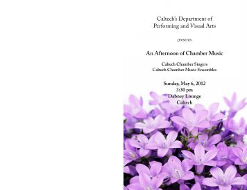 May 6, 2012 - Caltech Performing and Visual Arts