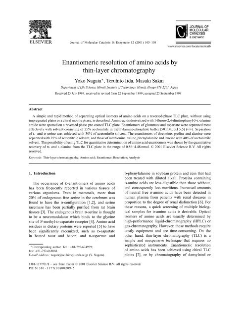 Enantiomeric resolution of amino acids by thin-layer ... - INCT-Inofar