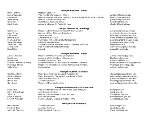 2011 Participants List - University System of Georgia