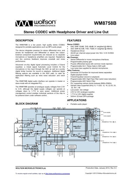 WM8758B, Rev 4.4 - Wolfson Microelectronics plc